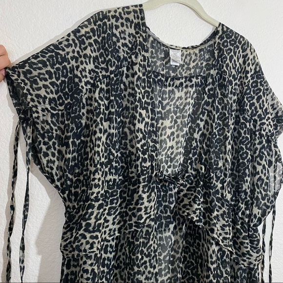 Sz: XXL/XXXL (2X-3X) Dark Leopard Print & Tie-Dye Multi-Color Swim Cover Kimonos - Picture 5 of 14